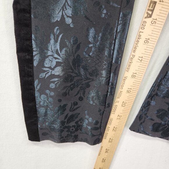 Anthropologie Jacquard Pants Size 0 The Essential Foil-Printed Tuxedo Trousers - Picture 6 of 15